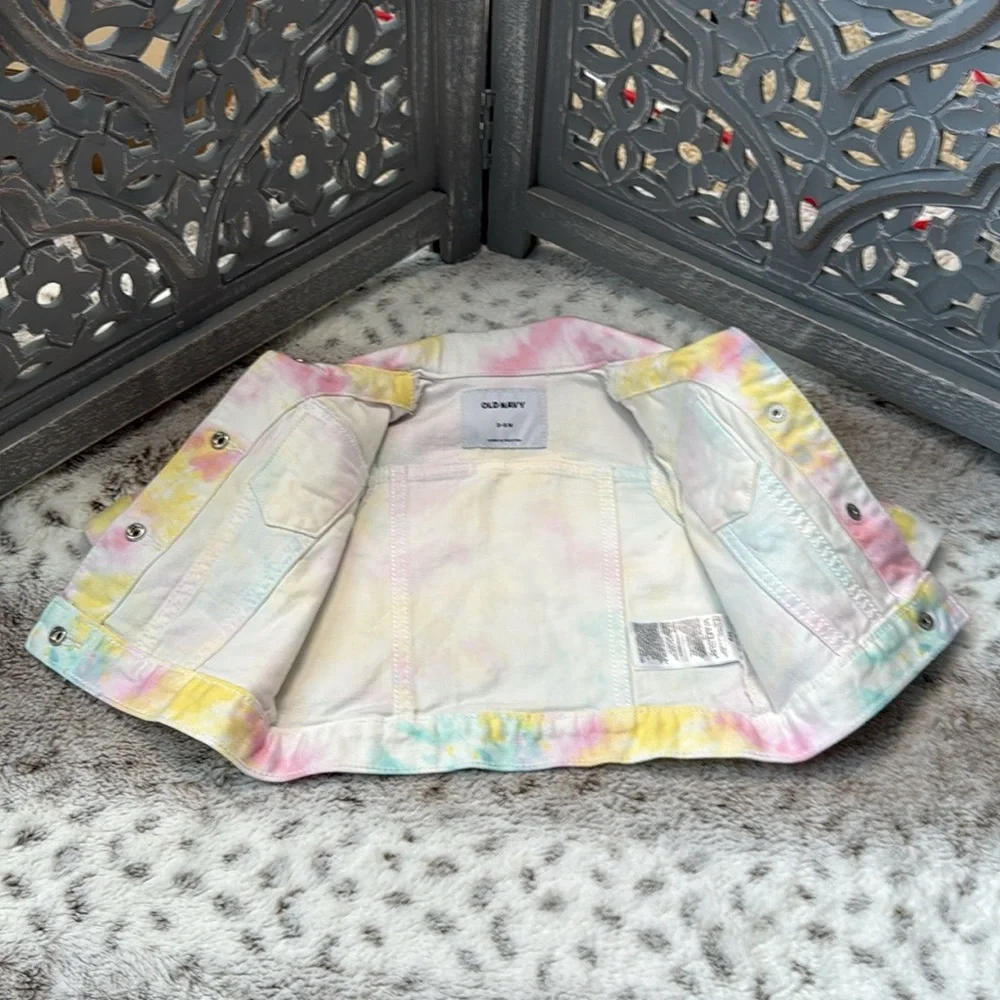 NWT! Old Navy rainbow tie dye jean jacket baby girls 3-6 months girlhoodcore